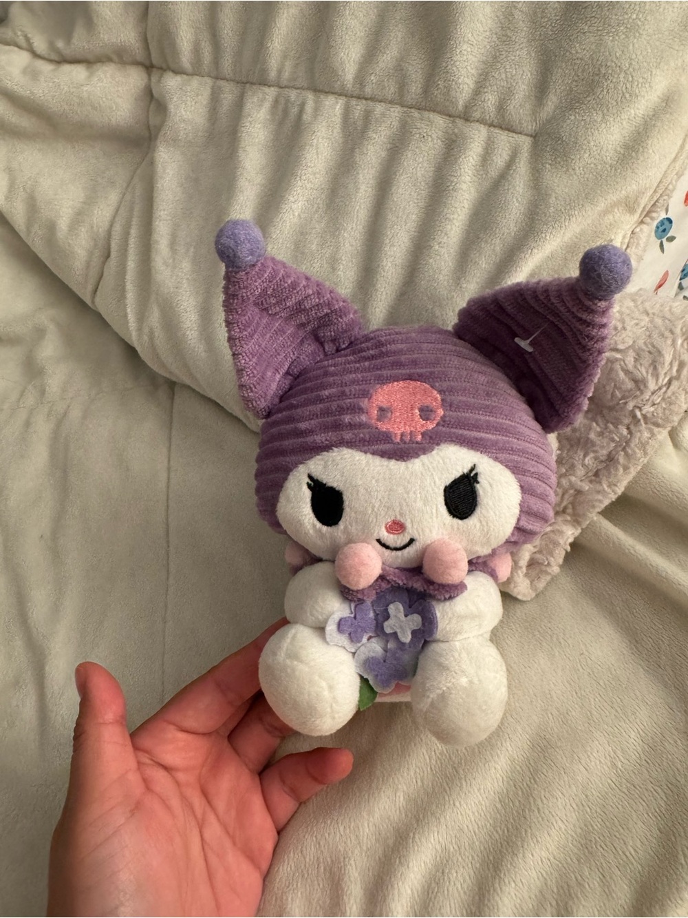 Purple Kuromi Plush with Flower Accent